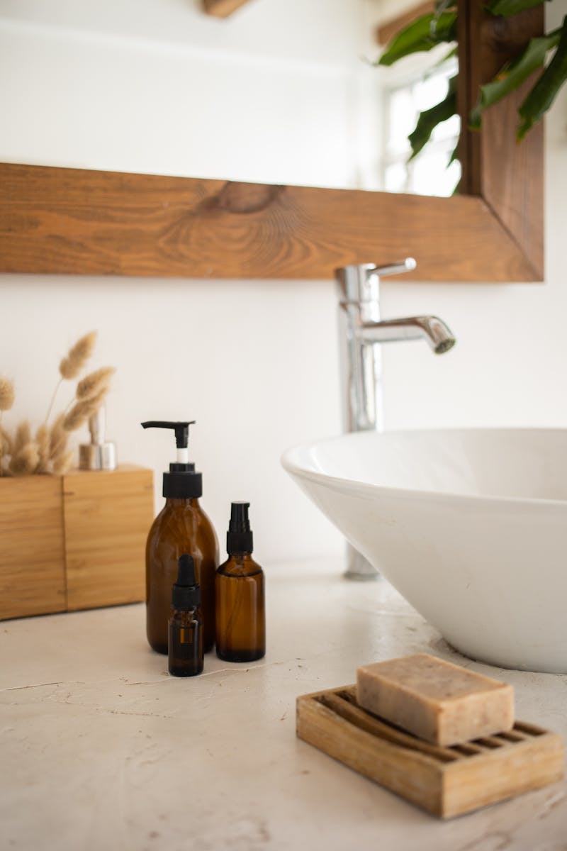 Bathroom full of skincare products