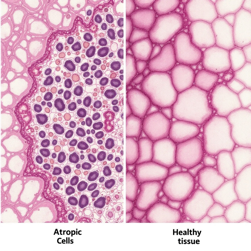 Atrophic cells vs healthy vaginal tissue