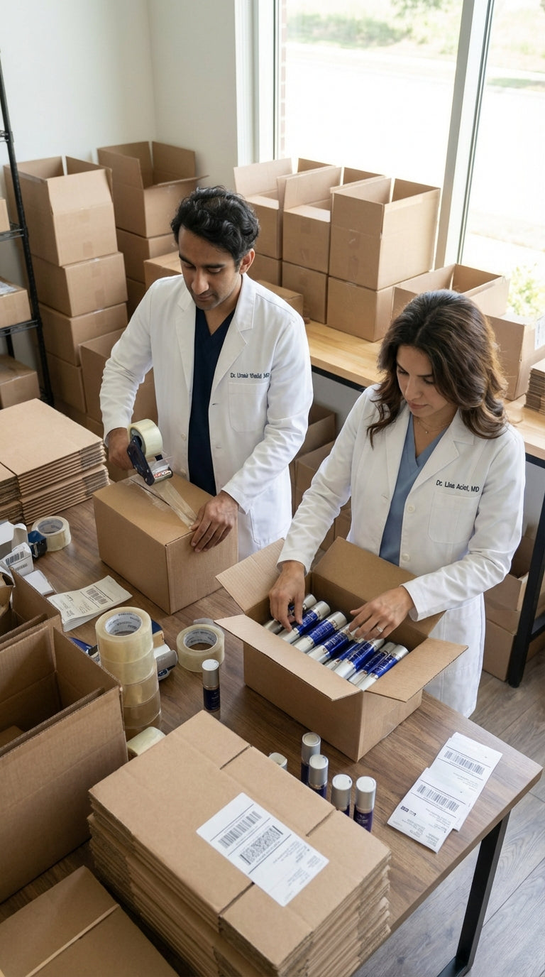 Dr. Umair and Dr. Linda packing orders