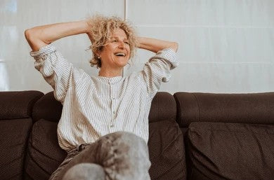 Woman feeling comfortable and at ease